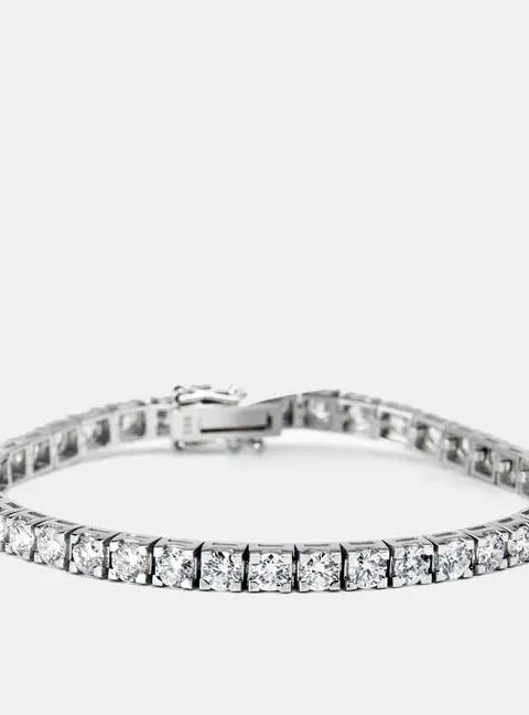 6.45 cts Round Brilliant Cut Lab Grown Diamonds 18k White Gold Tennis Bracelet