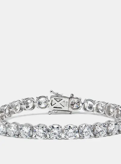 20.13 cts Round Brilliant Cut Lab Grown Diamonds 18k White Gold Tennis Bracelet