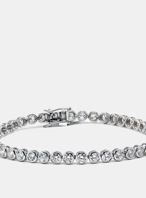5.96 cts Round Brilliant Cut Lab Grown Diamonds 18k White Gold Tennis Bracelet