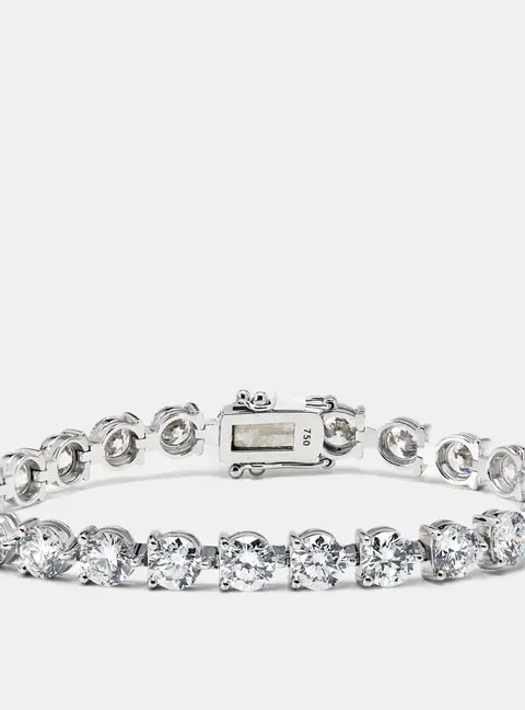 12.98 cts Round Brilliant Cut Lab Grown Diamonds 18k White Gold Tennis Bracelet