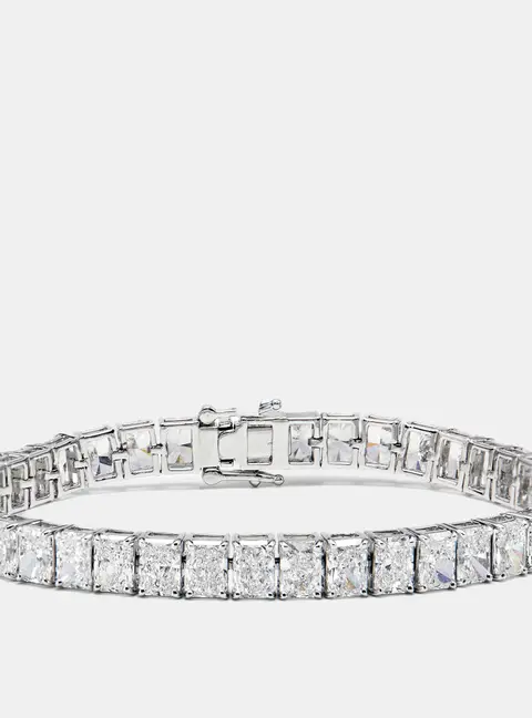 20.51 cts Radiant Cut Lab Grown Diamonds 18k White Gold Tennis Bracelet