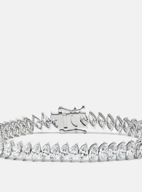 15.31 cts Marquise Brilliant Cut Lab Grown Diamonds 18k White Gold Tennis Bracelet