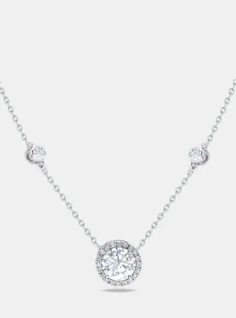 1.80 cts Round Briliant Cut 14k White Gold Lab Grown Diamonds Necklace
