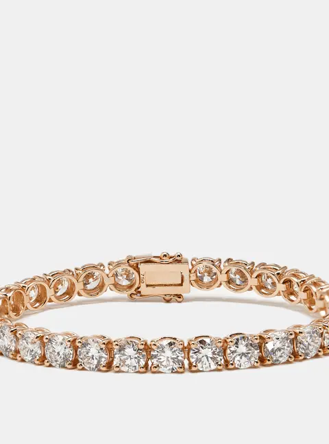 14.50 cts Round Brilliant Lab Grown Diamonds 18k Rose Gold Tennis Bracelet