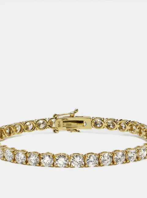 9.80 cts Round Brilliant Lab Grown Diamonds 18k Yellow Gold Tennis Bracelet