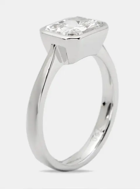 2.00 cts Radiant Cut Lab Grown Diamond 18k White Gold Ring Size 51