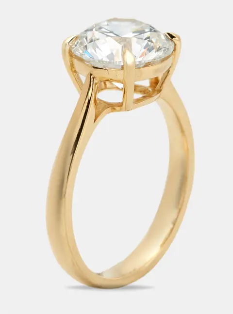 3.00 cts Round Brilliant Lab Grown Diamond 18k Yellow Gold Ring Size 51
