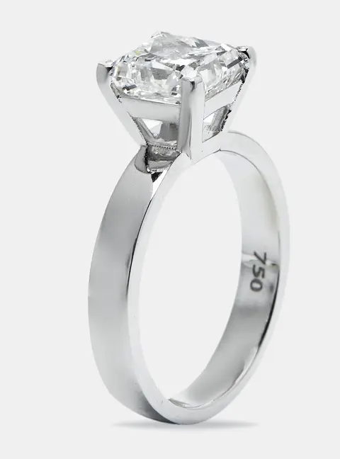 2.00 cts Princess Cut Lab Grown Diamond 18k White Gold Ring Size 53