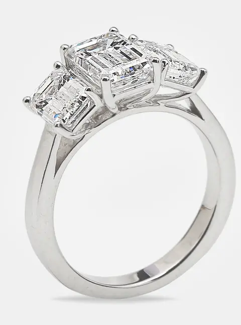 4.00 cts Emerald Cut 18k White Gold Lab Grown Diamonds Ring Size 53