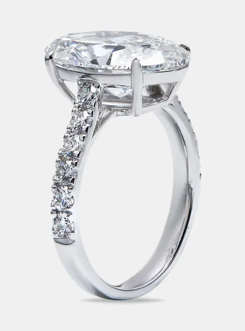5.65 cts Oval Round 18k White Gold Lab Grown Diamond Ring Size 54