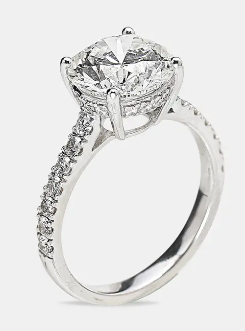 3.50 cts 18k White Gold Round Brilliant Lab Grown Diamonds Ring Size 54