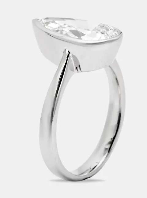 3.00 cts Pear Brilliant Cut Lab Grown Diamond 18k White Gold Ring Size 54