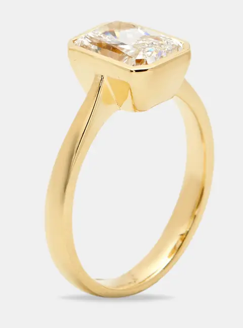 2.00 cts Radiant Brilliant 18k Yellow Gold Lab Grown Diamonds Ring Size 54