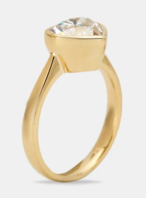 2.00 cts Heart Brilliant 18k Yellow Gold Lab Grown Diamonds Ring Size 54