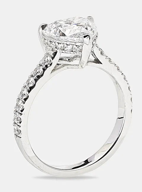 2.50 cts Heart Brilliant Round 18k White Gold Lab Grown Diamonds Ring Size 51