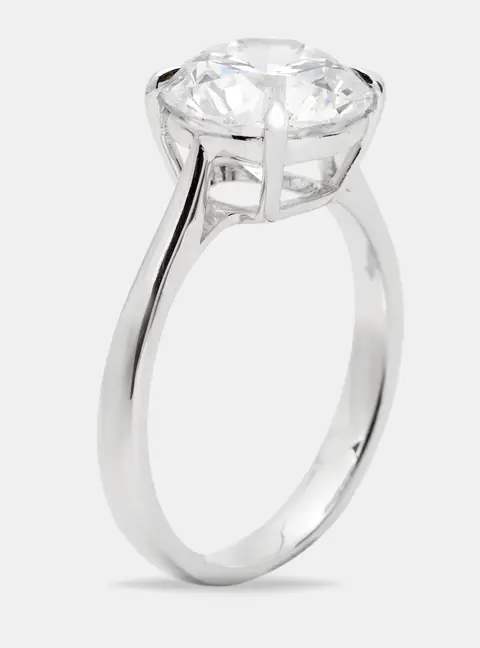 3.15 cts Round Brilliant Lab Grown Diamond 18k White Gold Ring Size 54