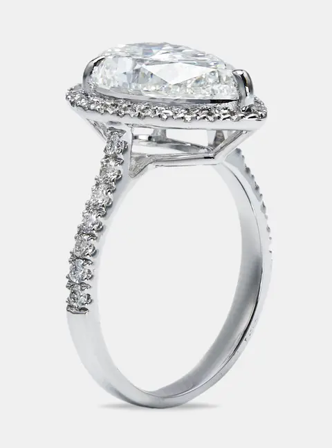 4.50 cts Pear Round 18k White Gold Lab Grown Diamonds Ring Size 54