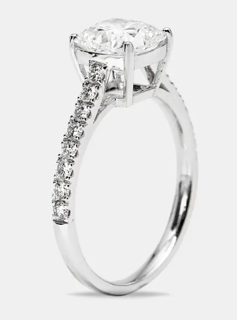 1.85 cts Cushion Cut and Round Lab Grown Diamond 18k White Gold Rings Size 54