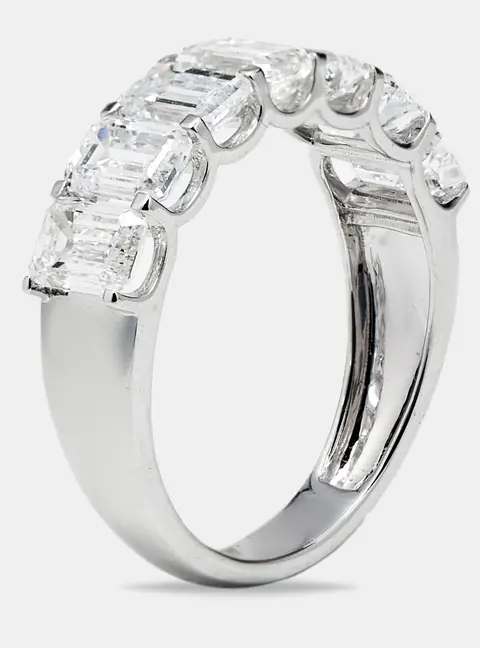 2.95 cts Emerald Cut Lab Grown Diamond 18k White Gold Ring Size 51