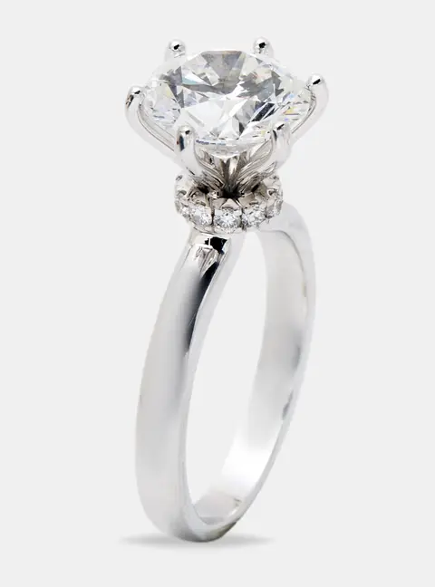 3.00 cts Round Brilliant Cut Lab Grown Diamond 18k White Gold Ring Size 51