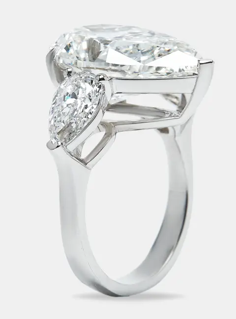 12 cts Pear Brilliant Cut Lab Grown Diamond 18k White Gold Ring Size 51