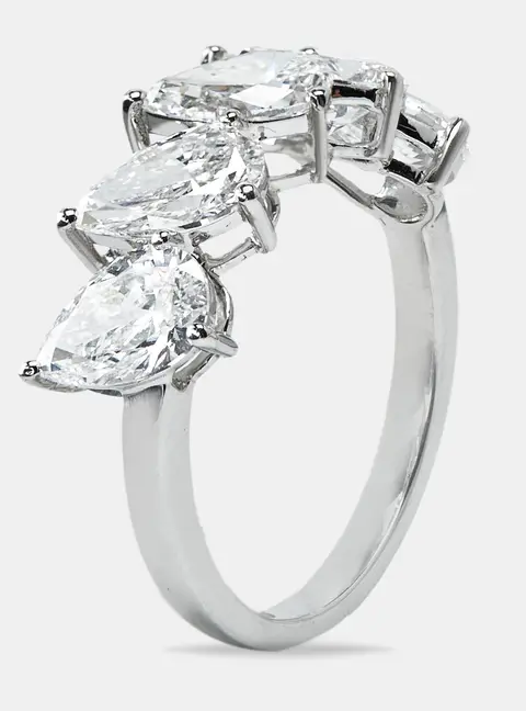 2.50 cts Pear Brilliant Cut 18k Lab Grown Diamond 18k White Gold Ring Size 51