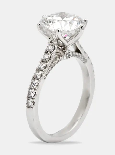 3.65 cts Round Brilliant Lab Grown Diamond 18k White Gold Ring Size 52