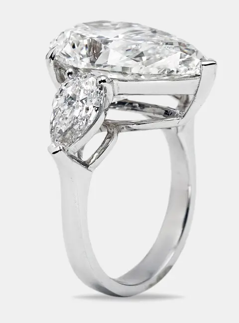 12.00 cts Pear Brilliant Cut Lab Grown Diamond 18k White Gold Ring Size 54