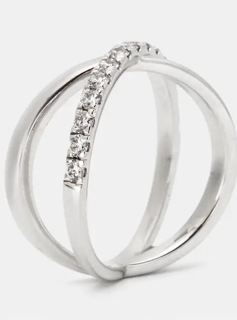 0.65 cts Round Brilliant Lab Grown Diamond 18k White Gold Ring Size 54