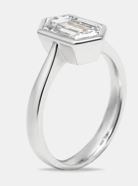 2.05 cts Hexagon Cut Lab Grown Diamond 18k White Gold Ring Size 51