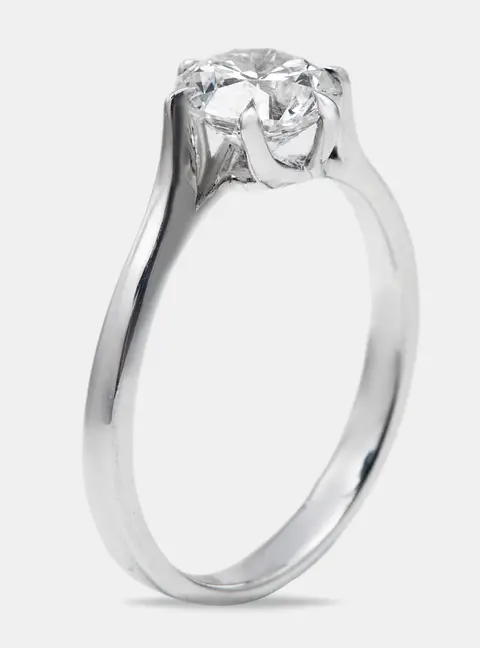 1.00 cts Round Brilliant Lab Grown Diamond 18k White Gold Ring Size 53