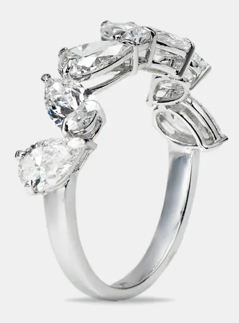 2.30 cts Pear Lab Grown Diamond 18k White Gold Ring Size 52