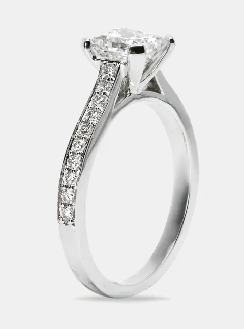 2.40 cts Princess and Round Lab Grown Diamond 14k White Gold Ring Size 51