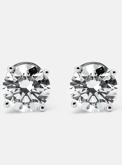 6.00 cts Round Brilliant Cut 18k White Gold Lab Grown Diamonds Solitaire Stud Earrings