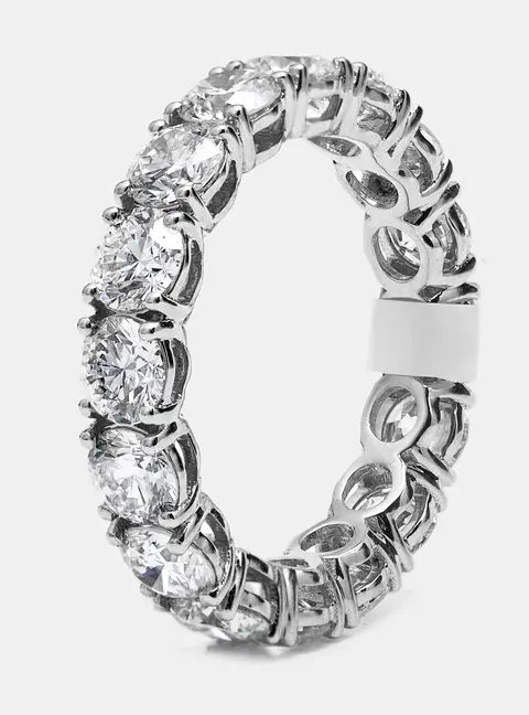 4.4 cts Round Brilliant Lab Grown Diamonds 18k White Gold Eternity Band Ring Size 52