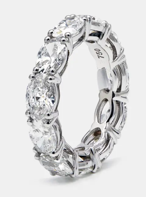 6 cts Oval Brilliant Lab Grown Diamonds 18k White Gold Eternity Band Ring Size 52
