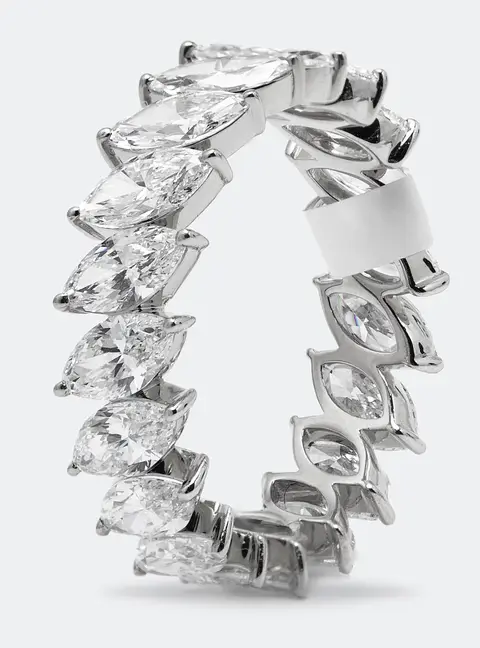 3.80 cts Marquise Brilliant Lab Grown Diamond 18k White Gold Eternity Band Ring Size 54
