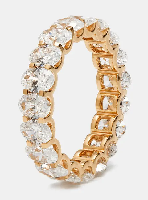4.80 cts Oval Brilliant Lab Grown Diamond 18k Rose Gold Eternity Band Ring Size 54