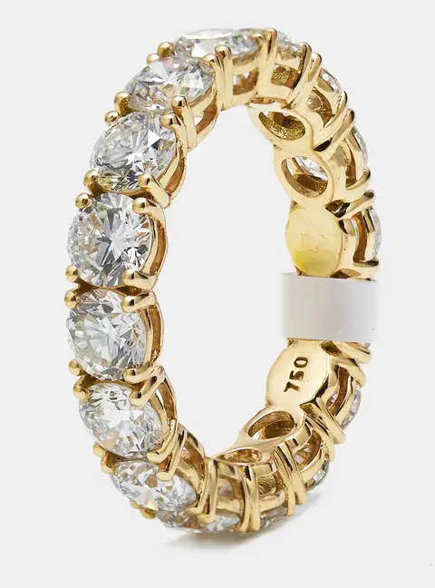 5.00 cts Round Brilliant Lab Grown Diamonds 18k Yellow Gold Eternity Band Ring Size 54