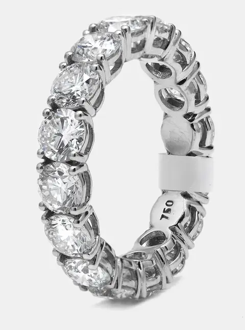 5.00 cts Round Brilliant Lab Grown Diamonds 18k White Gold Eternity Band Ring Size 54