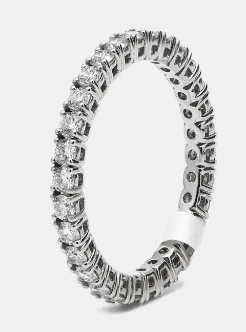 1.00 cts Round Brilliant Lab Grown Diamond 18k White Gold Eternity Band Ring Size 53