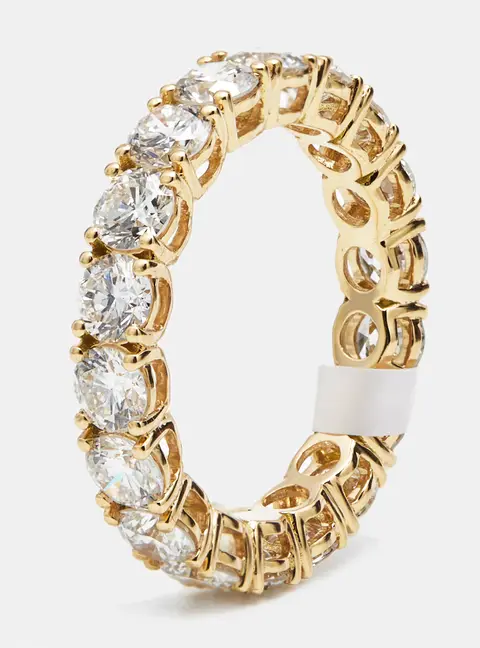 3.60 cts Round Brilliant Lab Grown Diamonds 18k Yellow Gold Eternity Band Ring Size 53