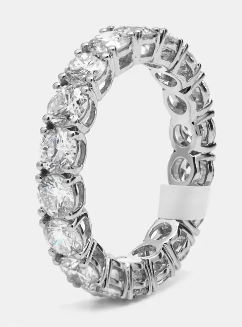 3.60 cts Round Brilliant Lab Grown Diamonds 18k White Gold Eternity Band Ring Size 53