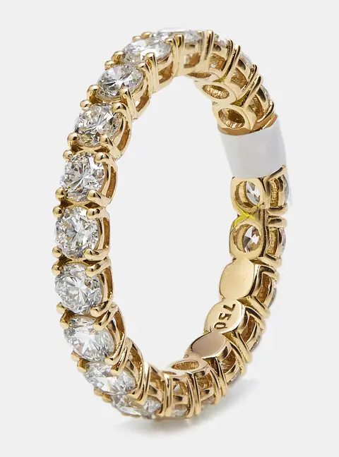 2.25 cts Round Brilliant Lab Grown Diamonds 18k Yellow Gold Eternity Band Ring Size 53