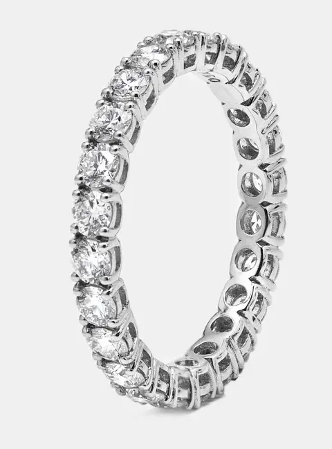 1.25 cts Round Brilliant Lab Grown Diamonds 18k White Gold Eternity Band Ring Size 53