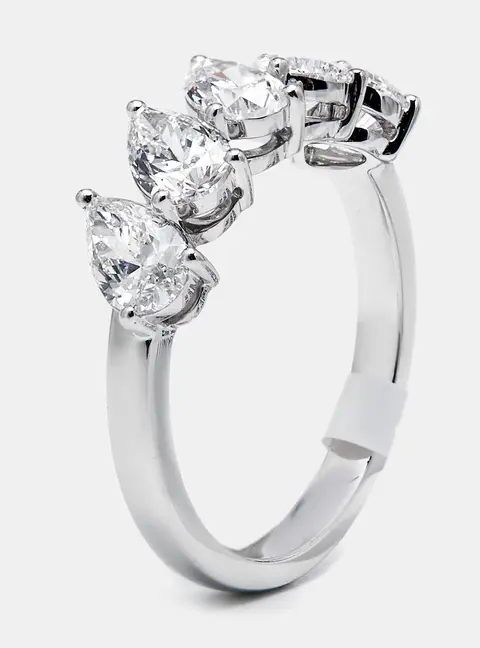 1.7 cts Pear Brilliant Lab Grown Diamonds 18k White Gold Ring Size 53