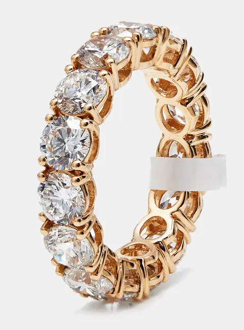 6 cts Round Brilliant Lab Grown Diamonds 18k Rose Gold Eternity Band Ring Size 52
