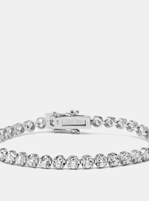 3.9 cts Round Brilliant Cut Lab Grown Diamonds 18k White Gold Tennis Bracelet