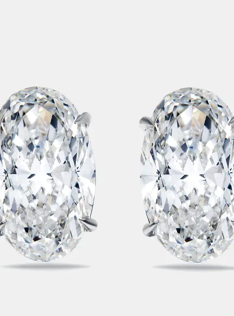 10.00 cts Oval Brilliant Cut Lab Grown Diamond 18k White Gold Earrings