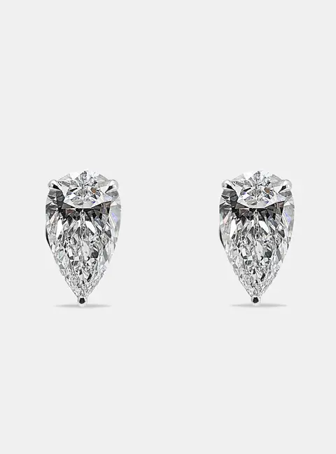 6.00 cts Pear Brilliant 18k White Gold Lab Grown Diamonds Solitaire Earrings